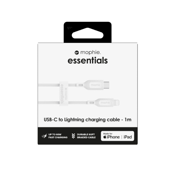 Cáp sạc USB-C to Lightning mophie Essentials 1M White
