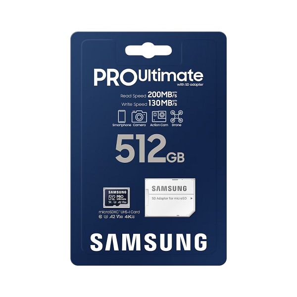 Thẻ nhớ Micro SD Samsung Pro Ultimate SDXC UHS-I 512GB R/W 200MB/s/ 130MB/s - Kèm Adapter