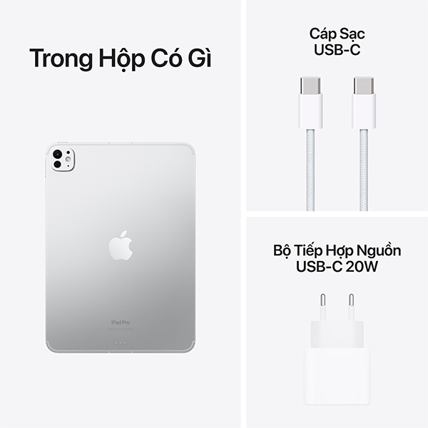 Máy tính bảng Apple IPad Pro 11 M4 Wifi (8GB/ 512GB/ Silver/ MVVD3ZA/A)