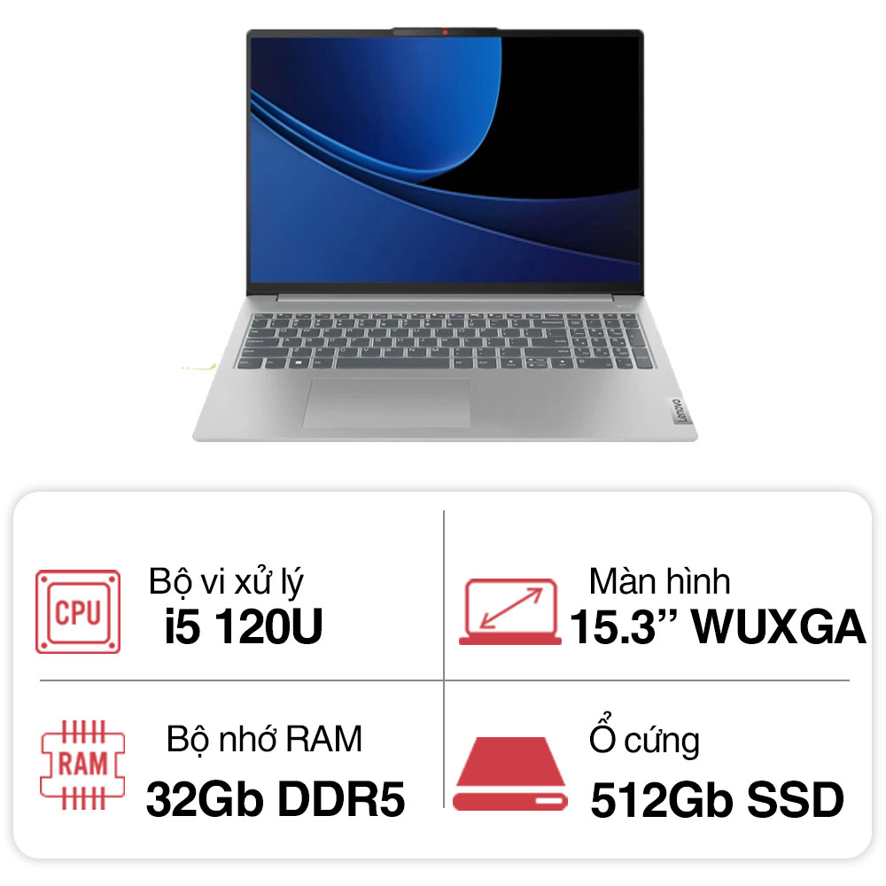 Laptop Lenovo IdeaPad Slim 5 15IRU9 83D00003VN (i5 120U/ 32GB/ 512GB SSD/15.3 inch WUXGA/Win11/ Cloud Grey/ Vỏ nhôm/2Y)