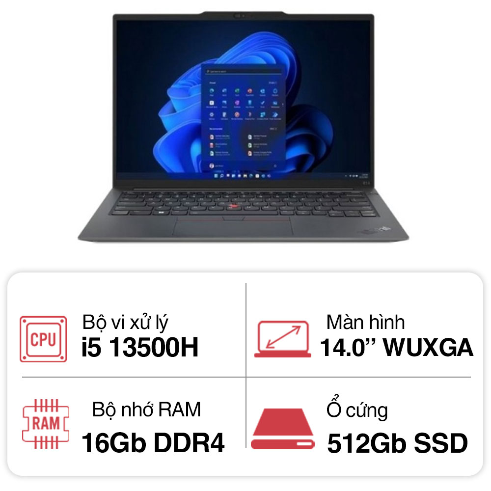 Laptop Lenovo ThinkPad E14 GEN 5 (i5 13500H/ 16GB/ 512GB SSD/14 inch WUXGA/NoOS/ Black/ Vỏ nhôm/2Y)