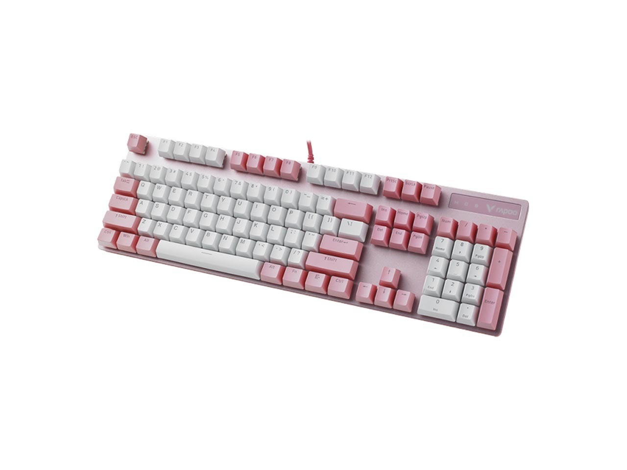 Bàn phím cơ Rapoo V500 Pro Pink White (Brown Switch/ PBT Doubleshot/ LED Trắng/ Hồng)
