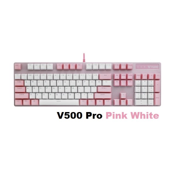 Bàn phím cơ Rapoo V500 Pro Pink White (Brown Switch/ PBT Doubleshot/ LED Trắng/ Hồng)