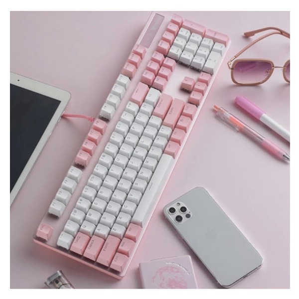 Bàn phím cơ Rapoo V500 Pro Pink White (Brown Switch/ PBT Doubleshot/ LED Trắng/ Hồng)