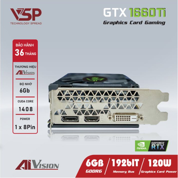 Card đồ họa AiVision GeForce GTX 1660 TI 6GB (GDDR6/ 192 bit)
