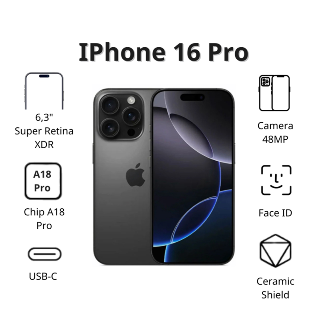 Điện thoại Apple iPhone 16 Pro (256GB/ Titan đen)