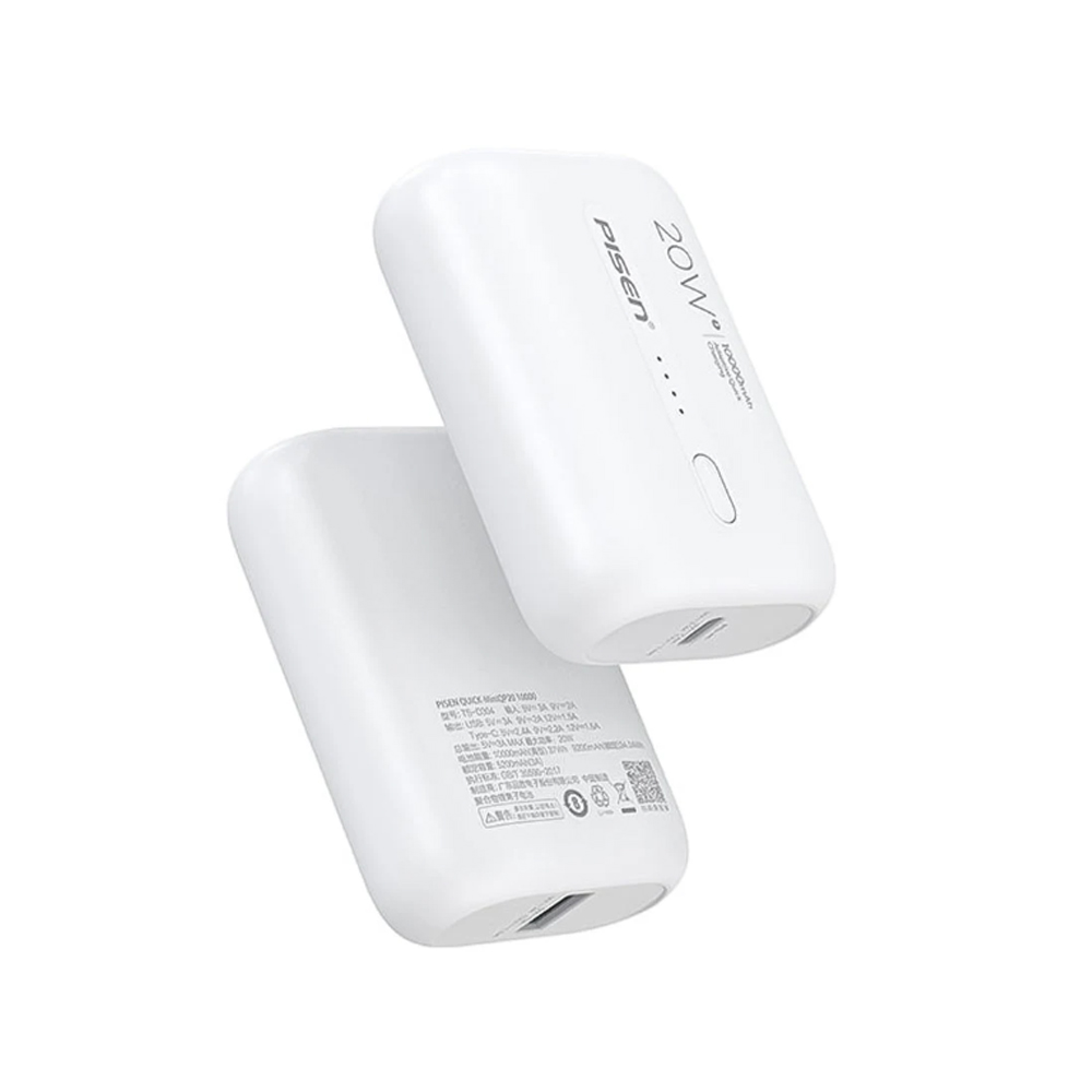 Pin sạc dự phòng Pisen 10.000 mAh QUICK-Power Tiny TS-D304 20W Màu trắng