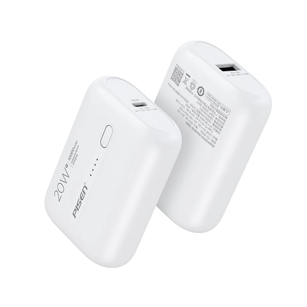 Pin sạc dự phòng Pisen 10.000 mAh QUICK-Power Tiny TS-D304 20W Màu trắng
