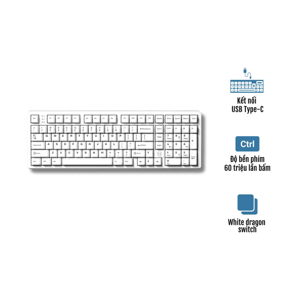 Bàn phím cơ LEOBOG Hi98 màu trắng White dragon switch (LED RGB)