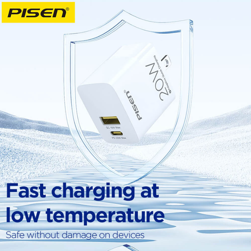 Củ sạc Pisen 2 cổng Type C USB 20W TS-C181 