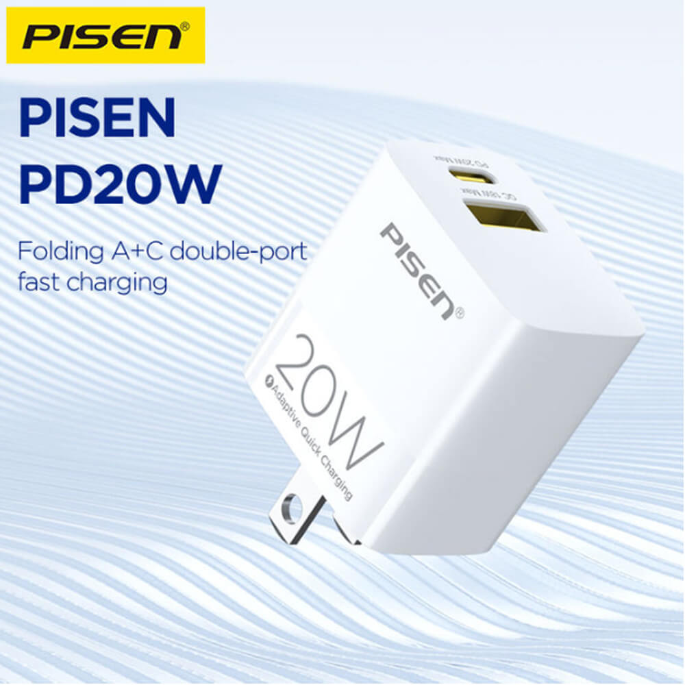 Củ sạc Pisen 2 cổng Type C USB 20W TS-C181 