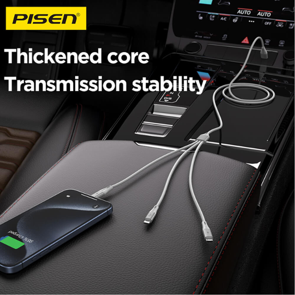 Cáp Pisen 3 đầu ra Lightning type-C Micro 1.8m AP-FC17-1800