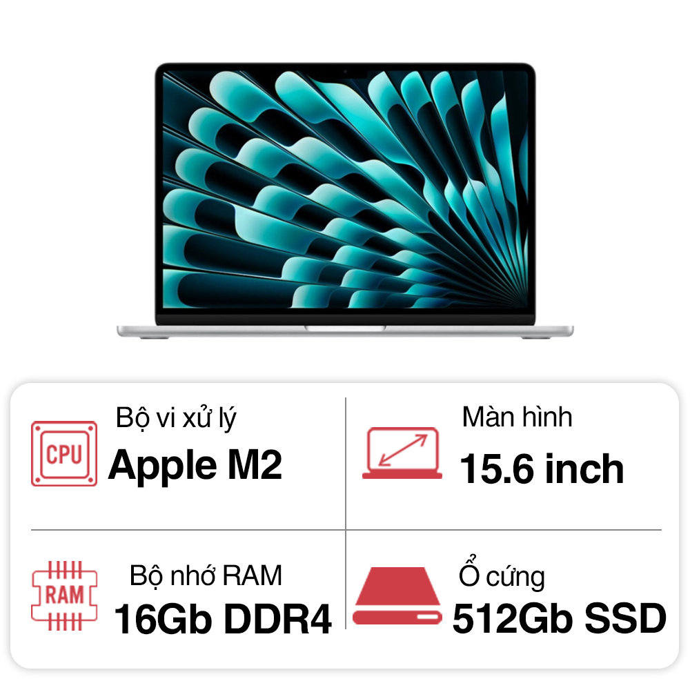 Laptop Apple Macbook Air M3 MC8H4SA/A (8 Core CPU/ 8 core GPU/ 16GB/ 256GB/ 13.6Inch/ Mac OS/ Silver/ Vỏ nhôm)