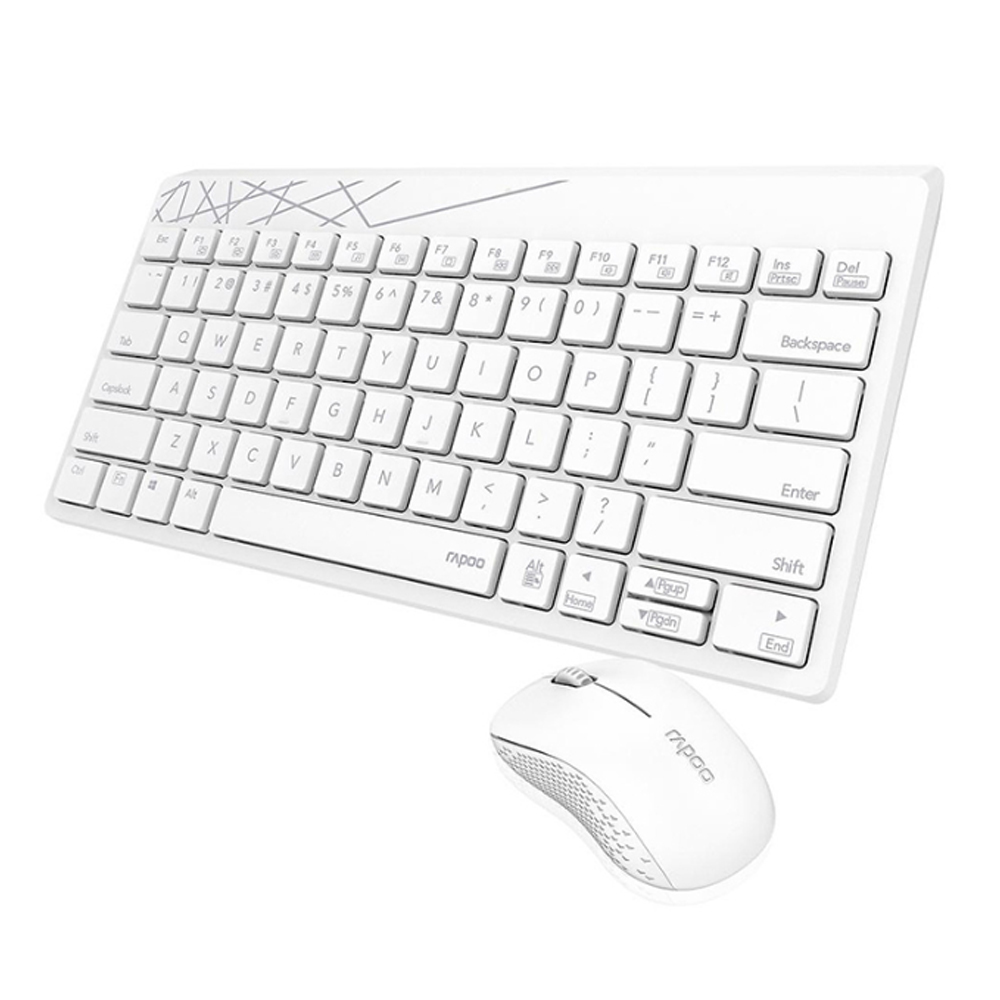 Bộ bàn phím chuột không dây Rapoo 8000M - Màu trắng (Bluetooth/Wireless)