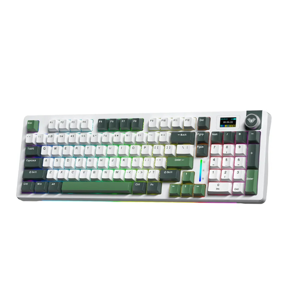 Bàn phím cơ Aula 3 MODE S98 Xanh lá + trắng Greywood V4 switch (Bluetooth/Wireless/ LED RGB)