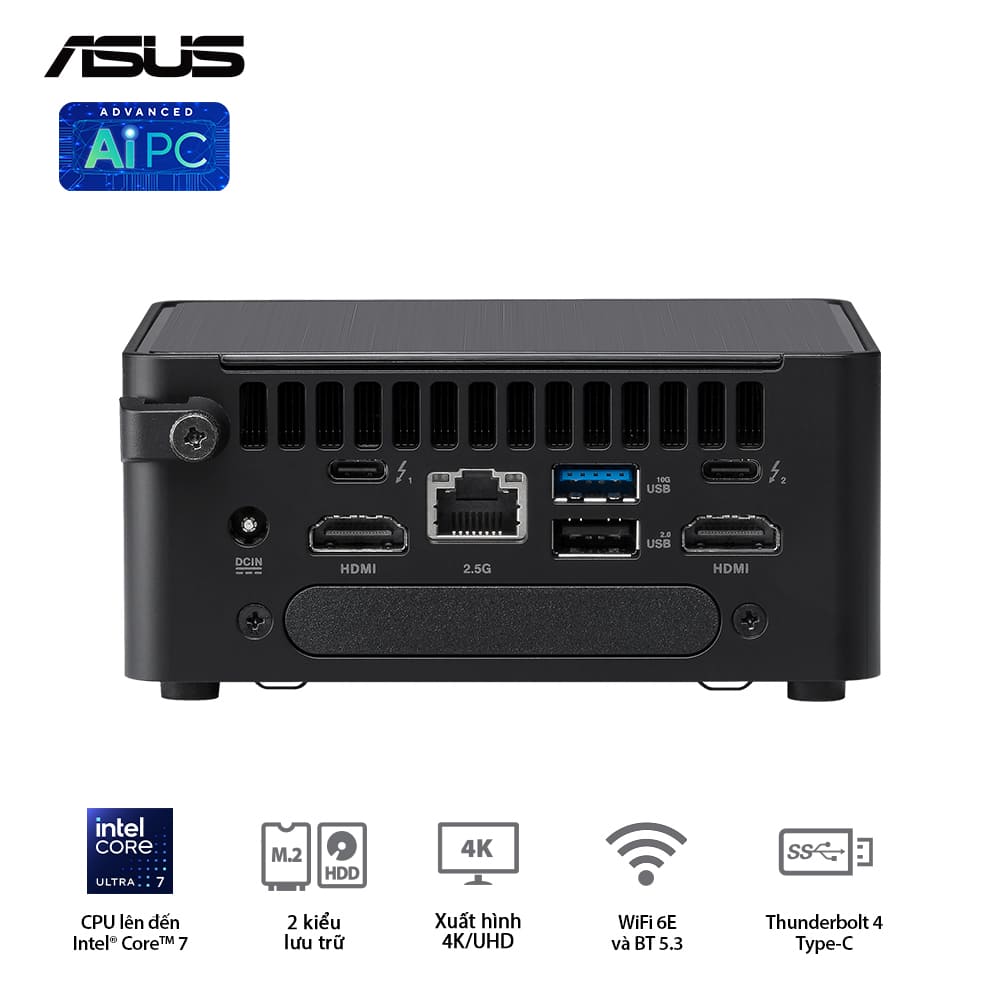 Mini PC Asus NUC 14 Pro Tall NUC14RVHU7 (Ultra 7 155H/ NoOS/ 3Y)