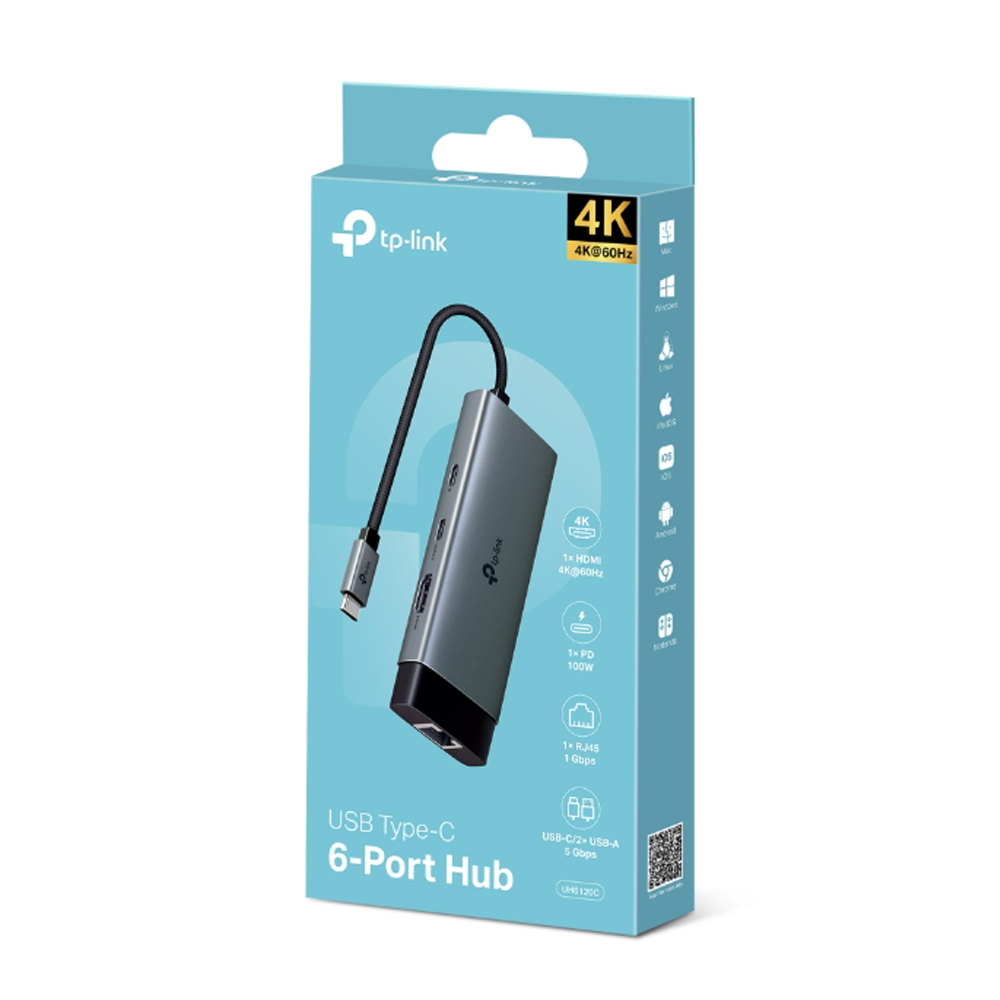 Bộ chuyển đổi TP-Link UH6120C USB Type-C to HDMI, USB3.0, Lan Gigabit, USB-C