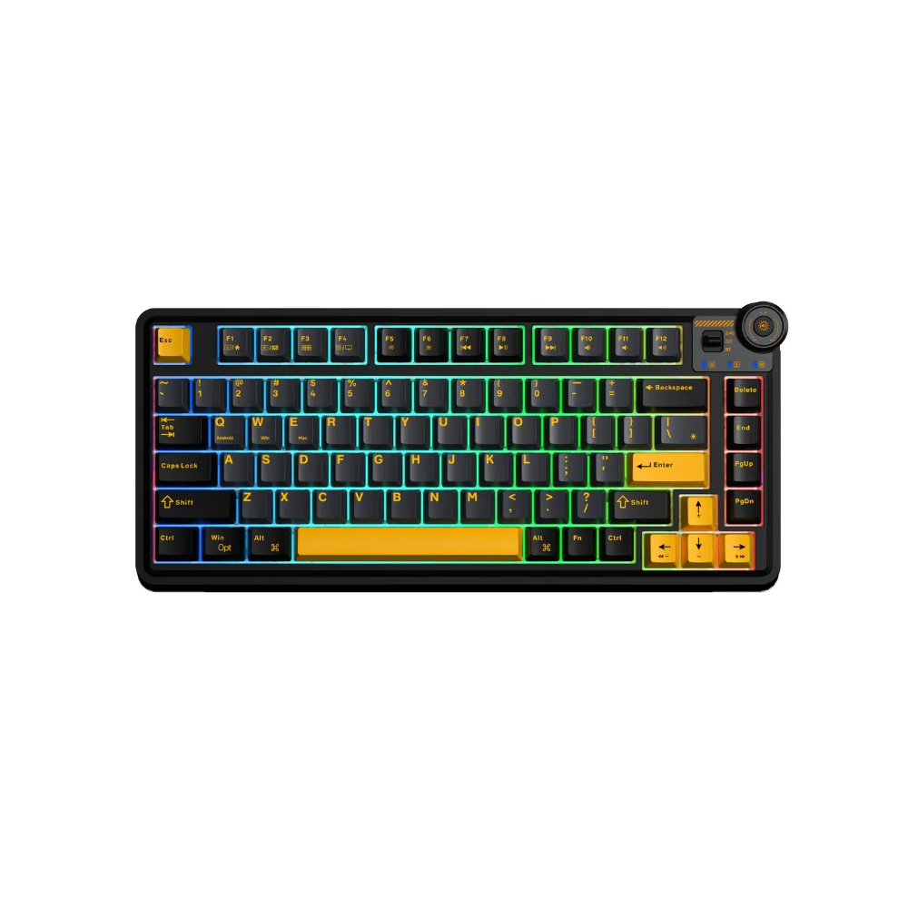 Bàn phím cơ Aula 3 MODE AU75 Đen+xám+cam Star Vector Switch 