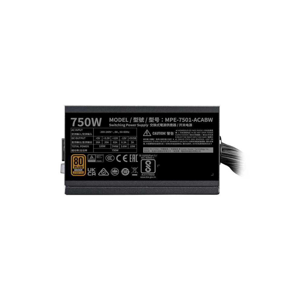 Nguồn máy tính Cooler Master MWE 750 BRONZE V3 FULL RANGE (80 Plus Bronze/ ATX/ Đen)