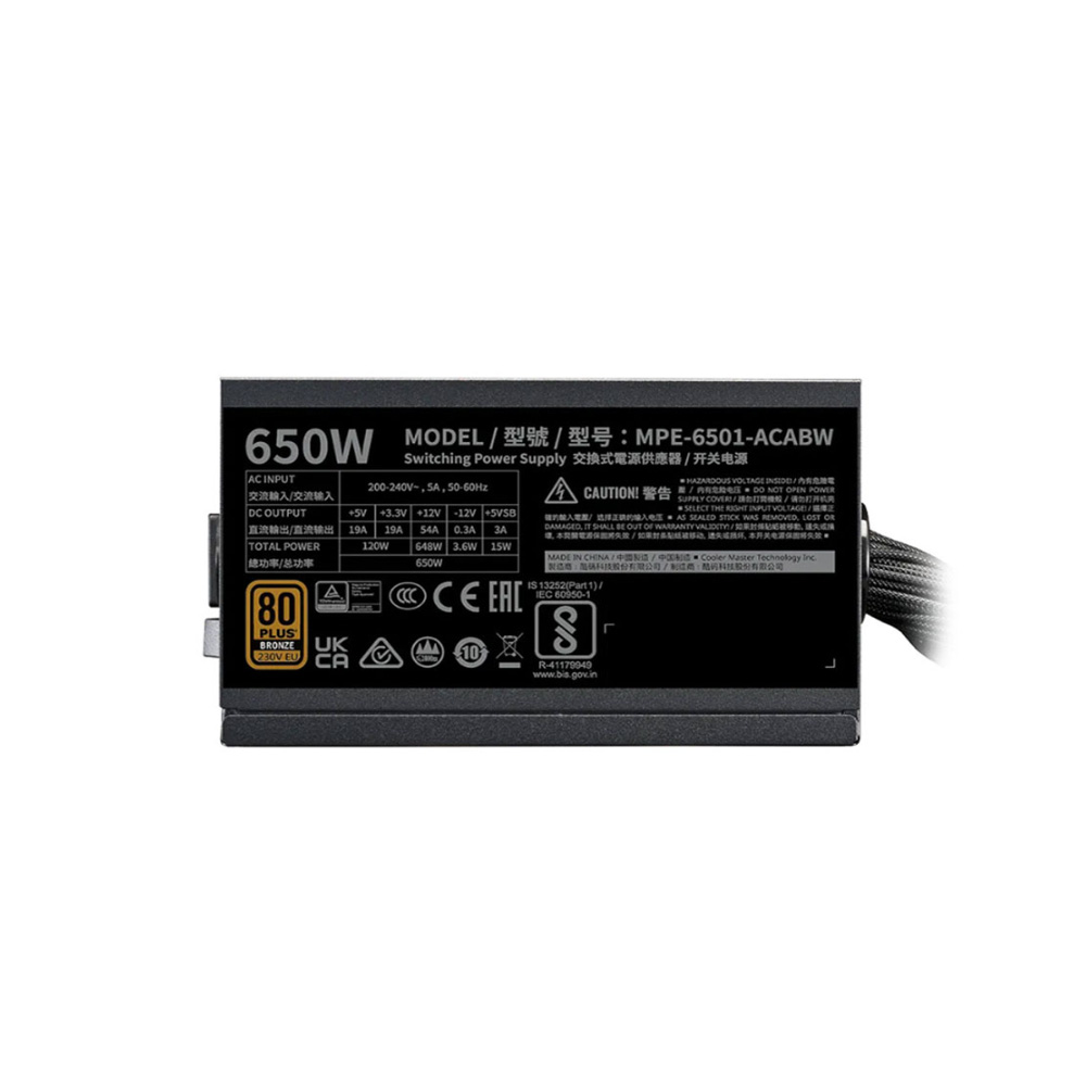 Nguồn máy tính Cooler Master MWE 650 BRONZE V3 FULL RANGE (80 Plus Bronze/ ATX/ Đen)