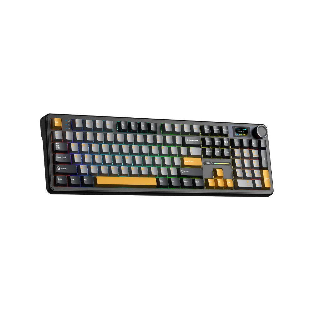 Bàn phím cơ Aula 3 MODE F108 PRO Đen + xám + vàng Reaper switch