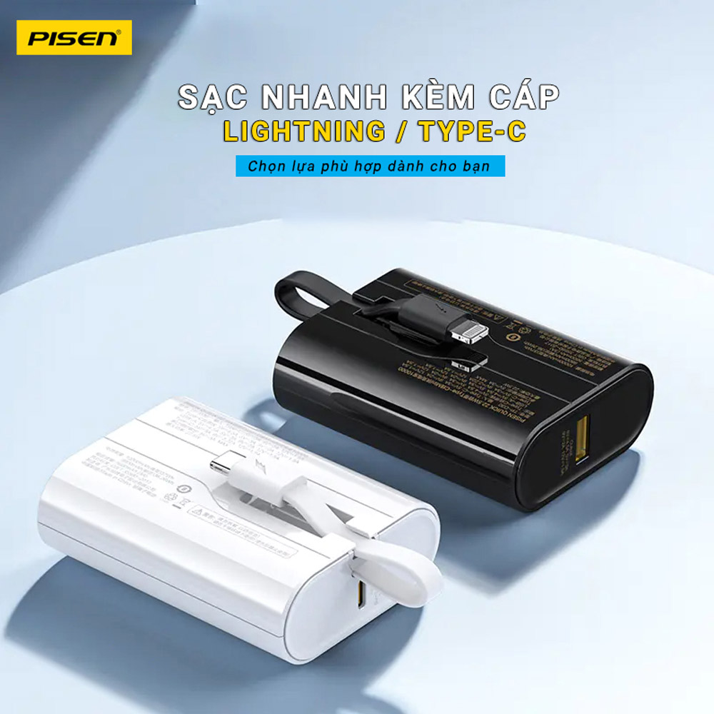 Pin sạc dự phòng Pisen 10.000 mAh TP-D29 22.5W Màu đen