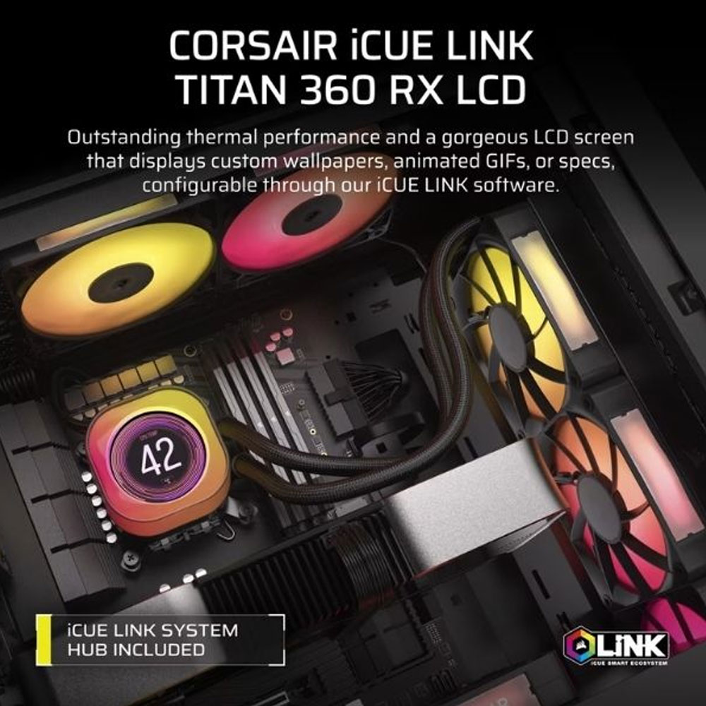 Tản nhiệt nước AIO Corsair iCUE LINK TITAN 360 RX RGB LCD Black CW-9061023-WW