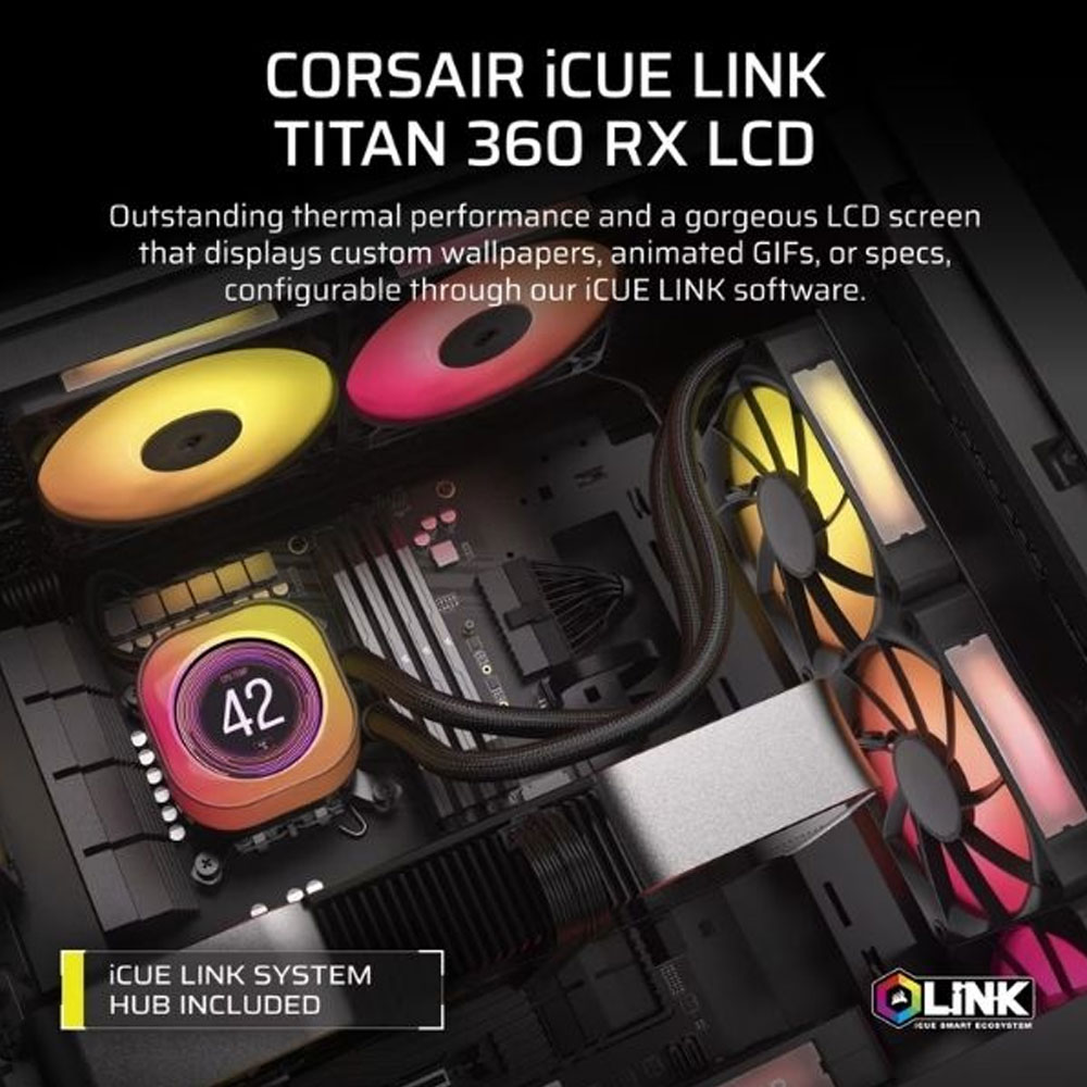 Tản nhiệt nước AIO Corsair iCUE LINK TITAN 360 RX RGB LCD Black CW-9061023-WW