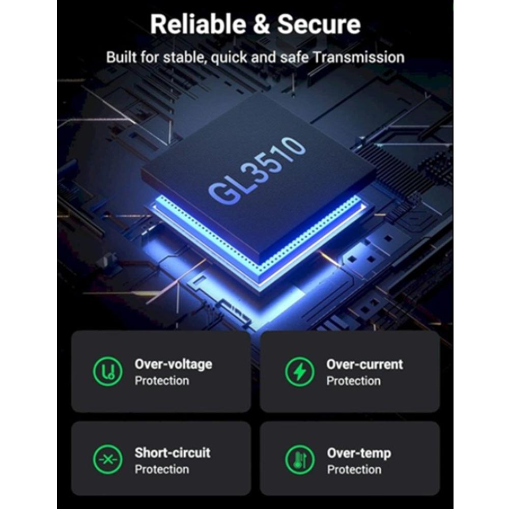 Bộ chia USB Ugreen 90305 1 ra 7 cổng USB 3.0 (công tắc, kèm nguồn 12V2A)