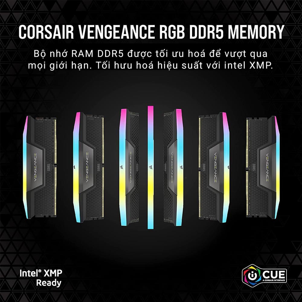 Ram desktop Corsair Vengeance VENGEANCE RGB 64GB (2x32GB) DDR5 6000Mhz (CMH64GX5M2B5600C40)