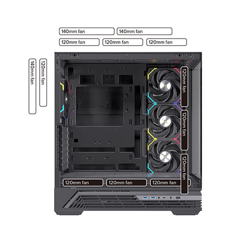 Vỏ máy tính EINAREX S800 Core Black (Mid Tower/ ATX/ Đen)
