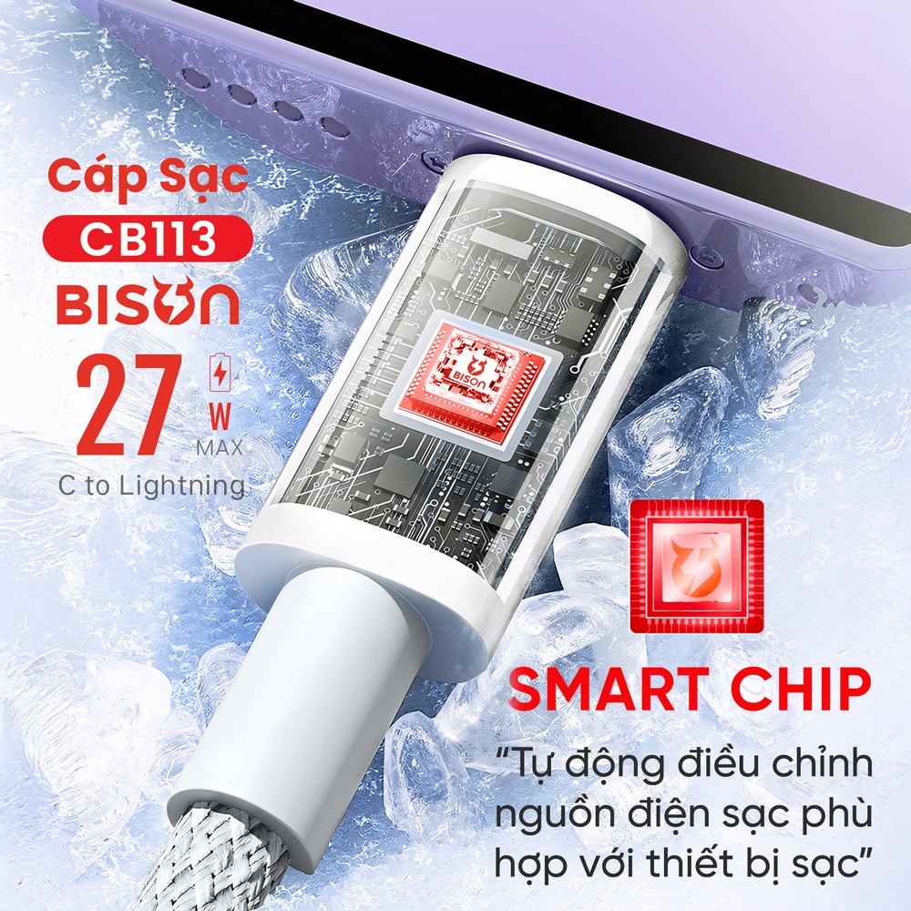 Cáp Bison Type C - lightning 1.2m CB113 