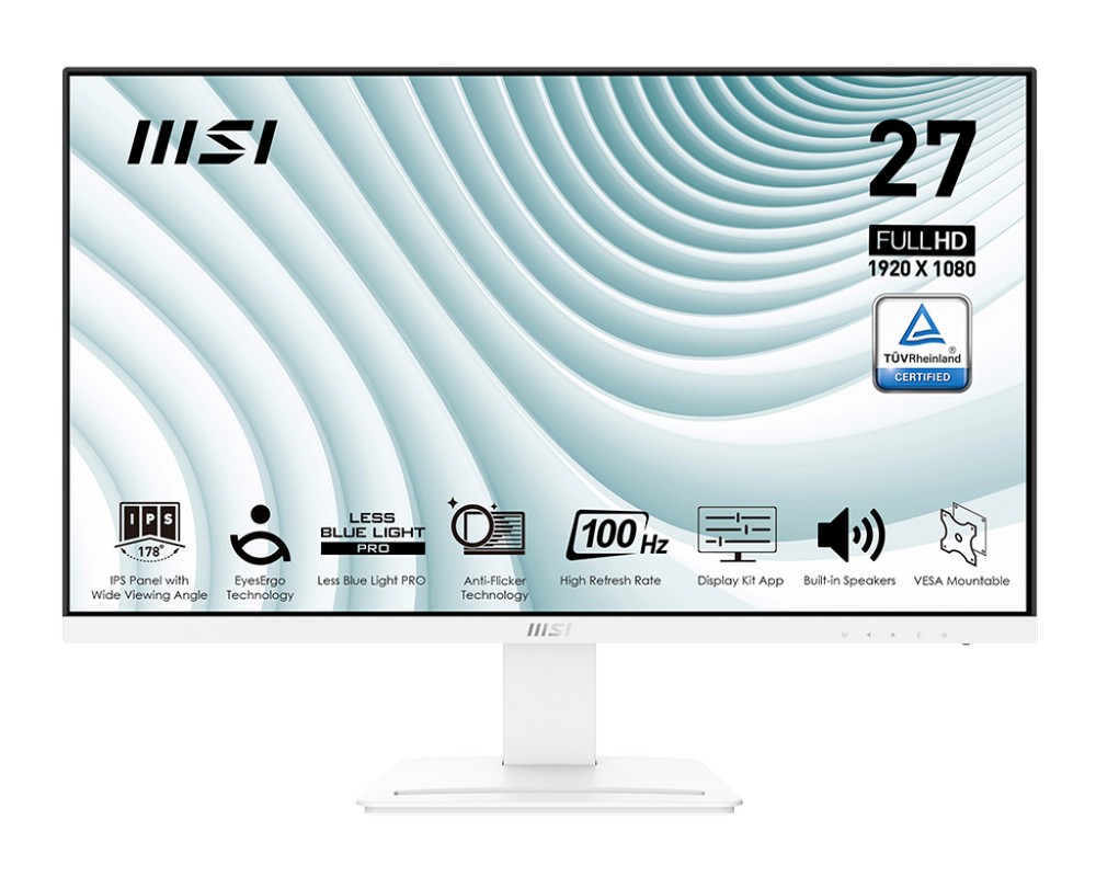 Màn hình cong MSI PRO MP273AW Trắng (27Inch/ Full HD/ 1ms/ 100HZ/ 250cd/m2/ IPS/ Loa)