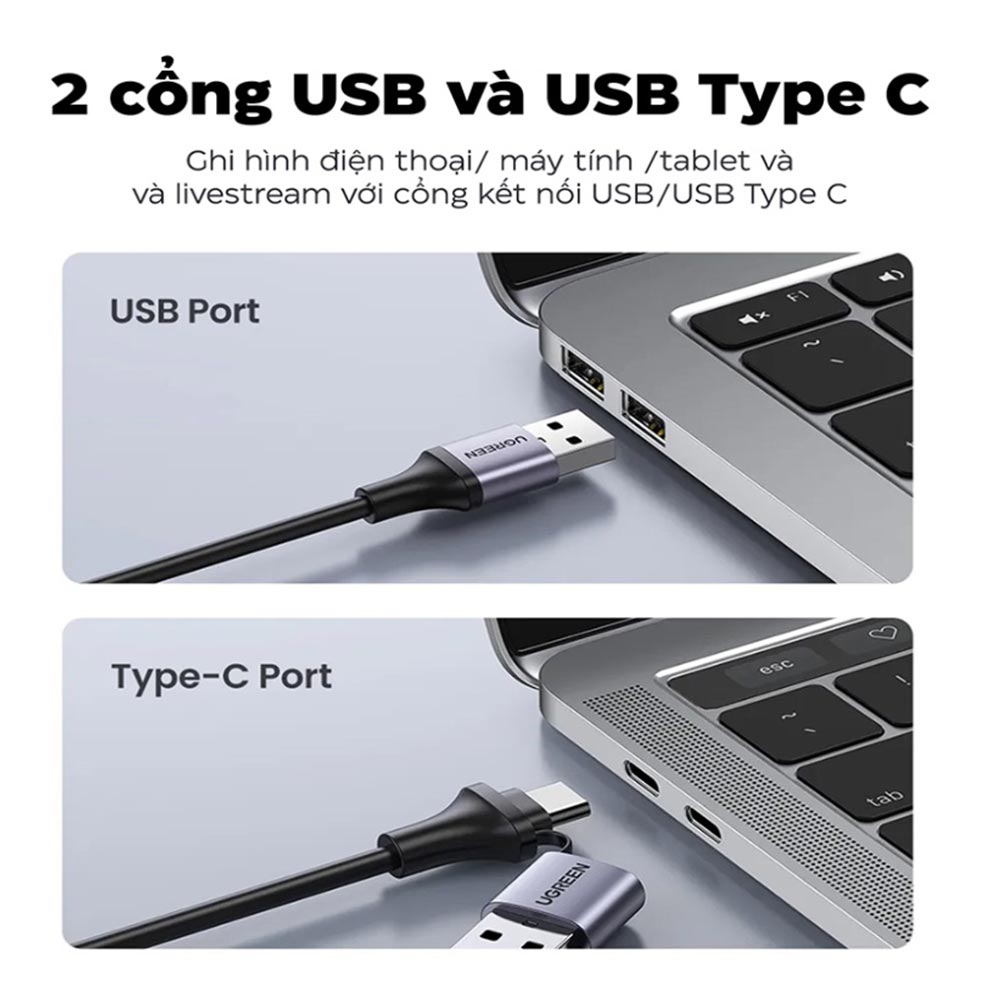 Card ghi hình HDMI to USB 2.0, Type-C live streaming 1080P Ugreen 40189