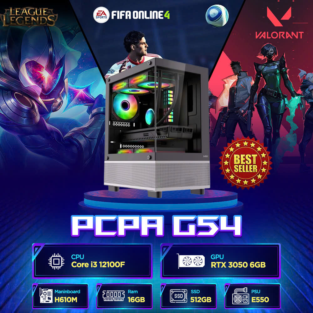 Máy tính PCPA G54 (I3 12100F/ 16GB/ 512GB SSD/RTX 3050/550W) 