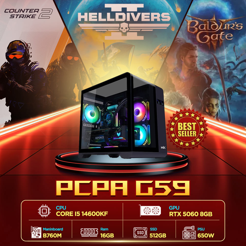 Máy tính PCPA G59 (i5 14600KF/ 16GB/ 512GB SSD/RTX 5060 8Gb /650W)