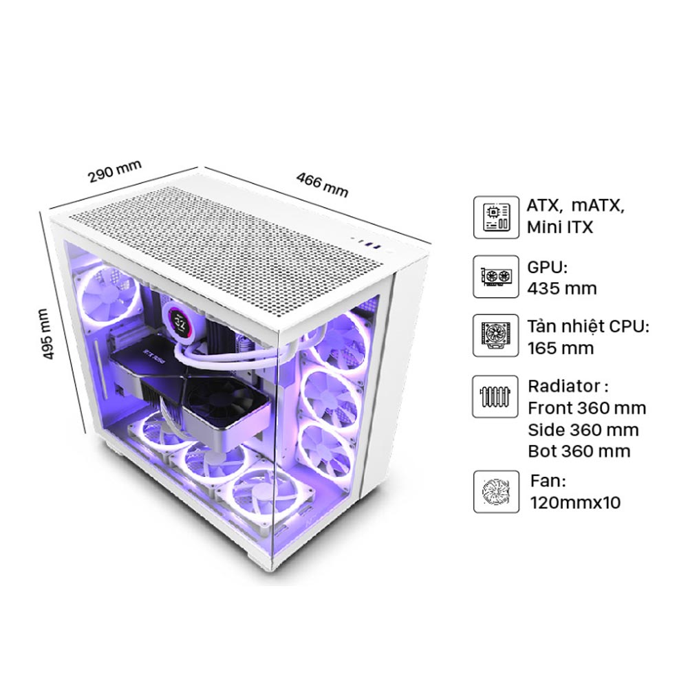 Vỏ máy tính NZXT H9 Flow White (CM-H91FW-01) 