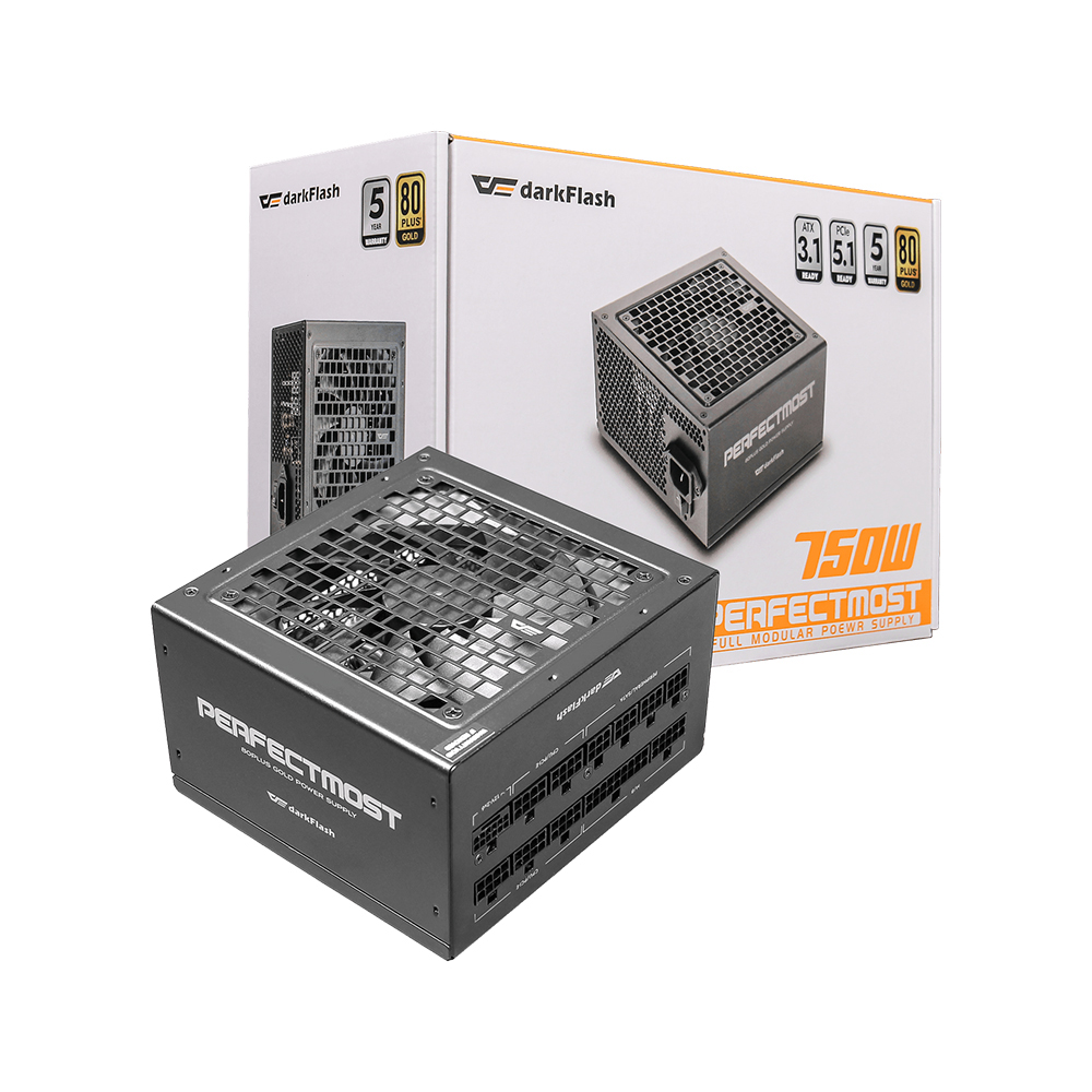 Nguồn máy tính DarkFlash PMT 750-750W GOLD ATX 3.1, PCIe 5.1 (80 Plus Gold/ Full-Modular)
