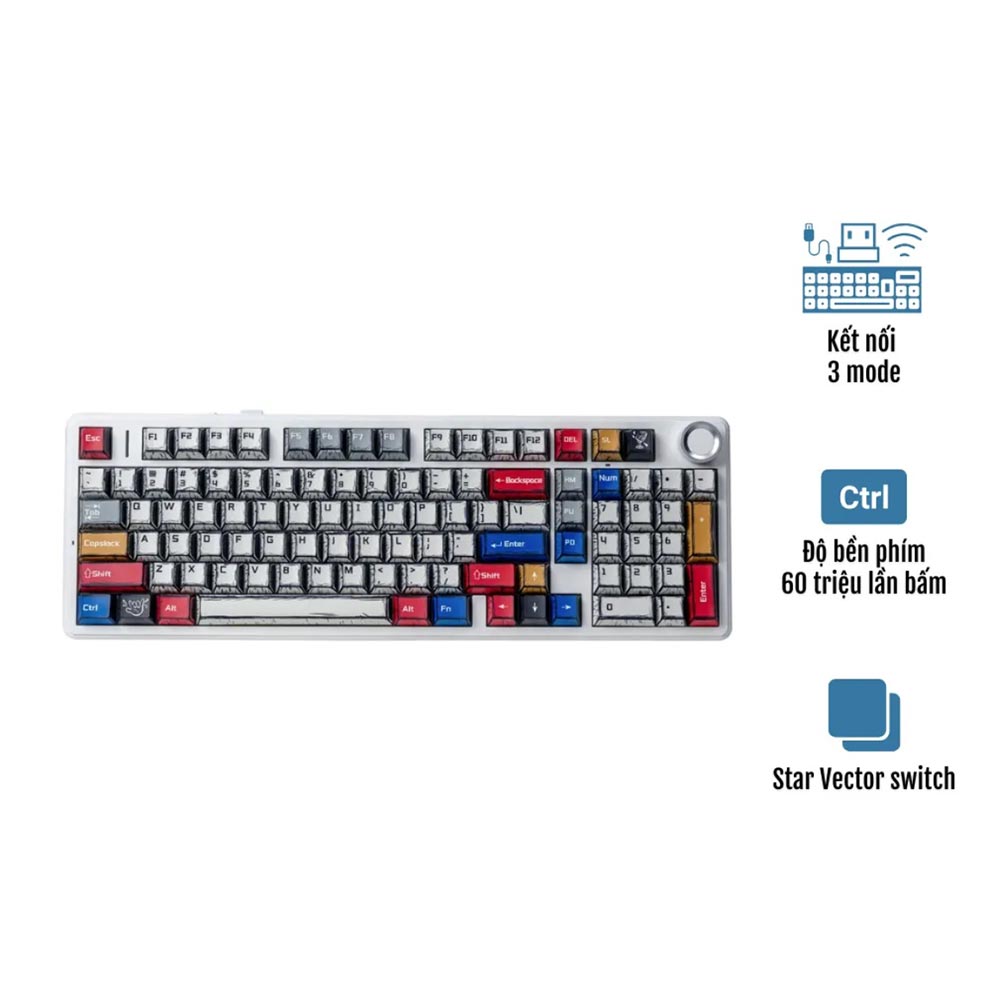 Bàn phím cơ Aula F99 PRO Comic Star Vector switch(Có núm xoay)