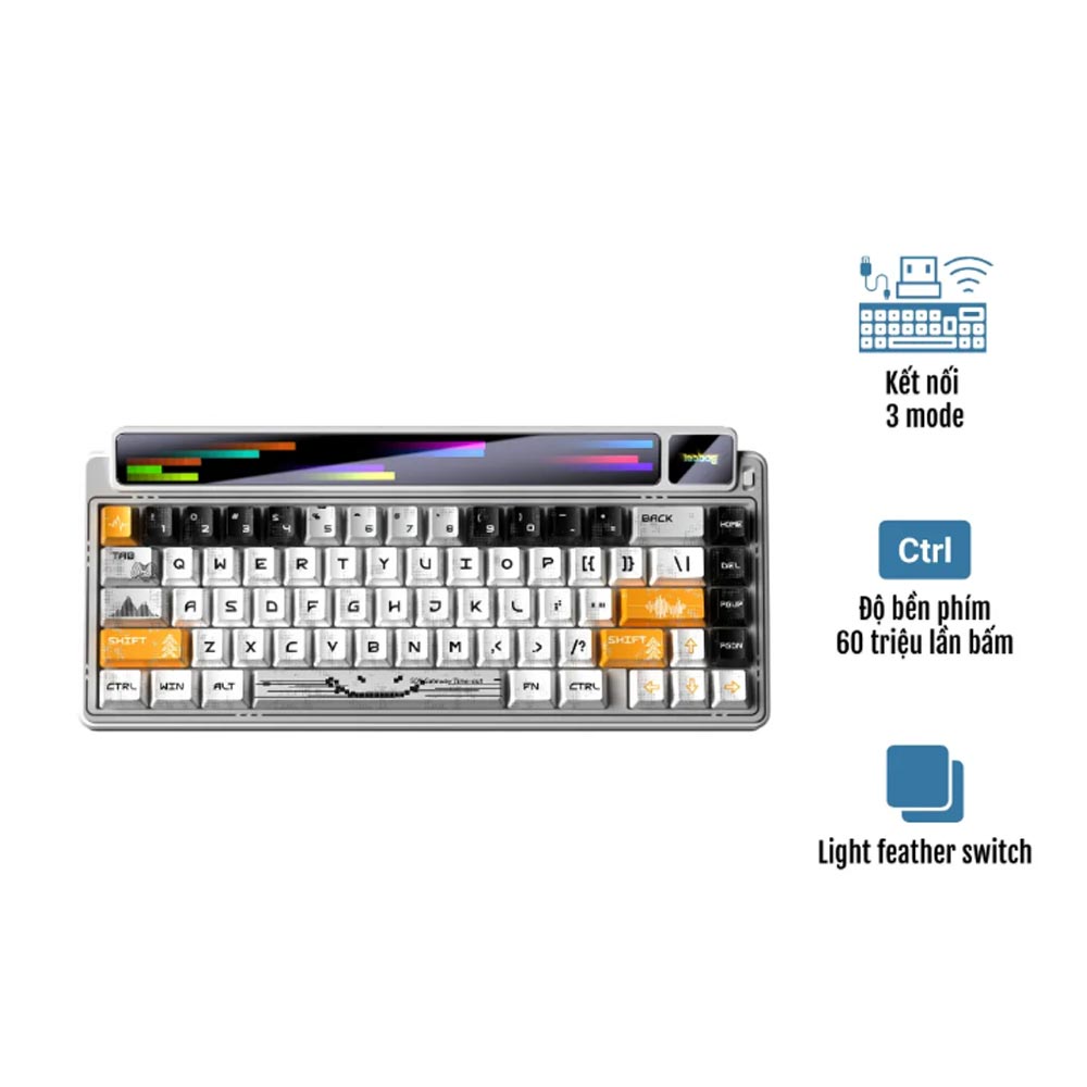 Bàn phím cơ LEOBOG 3 Mode AMG65 Trắng Light feather switch