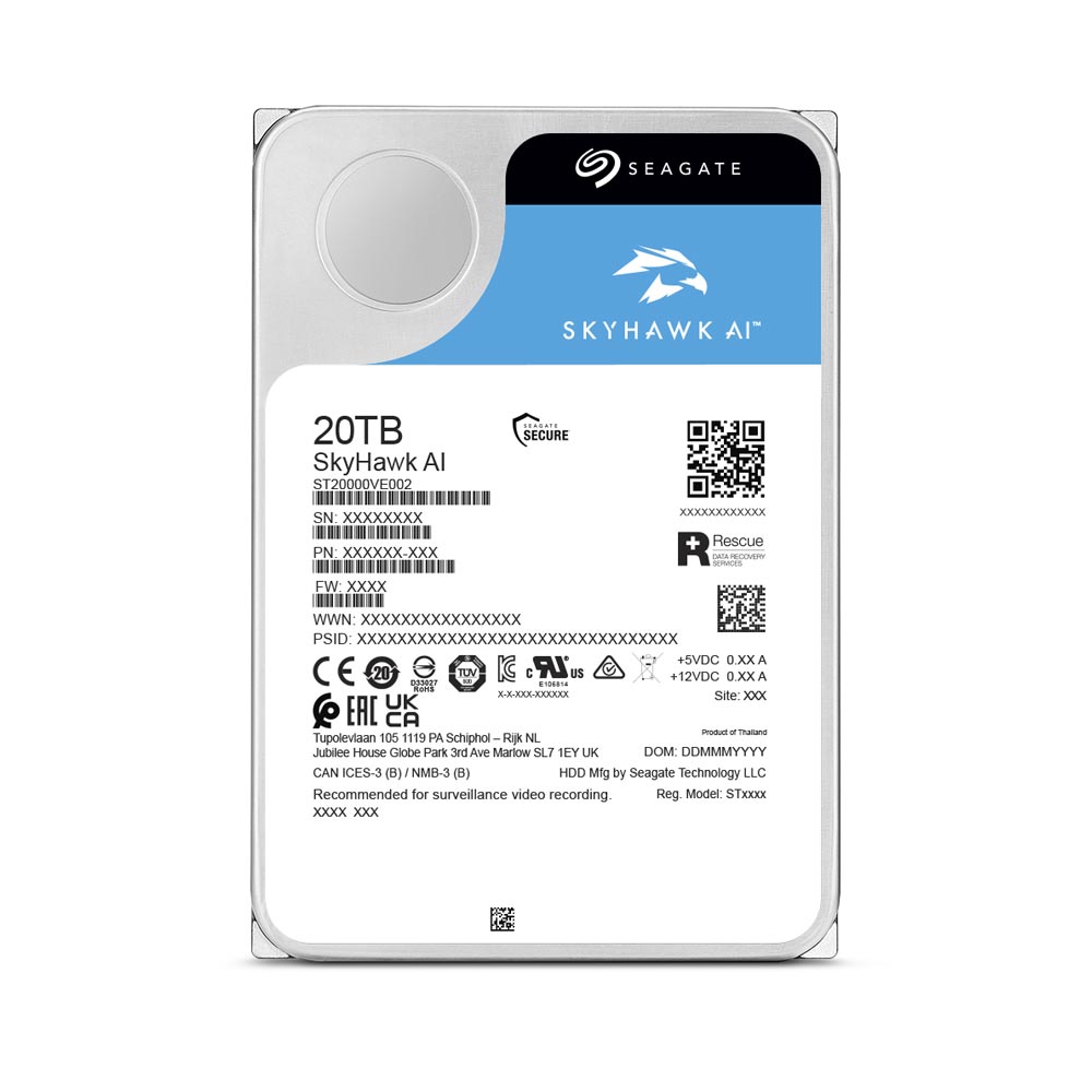 Ổ cứng camera Seagate Skyhawk AI 20TB ST20000VE003 (3.5Inch/ 7200rpm/ Cache 256MB/ SATA3)