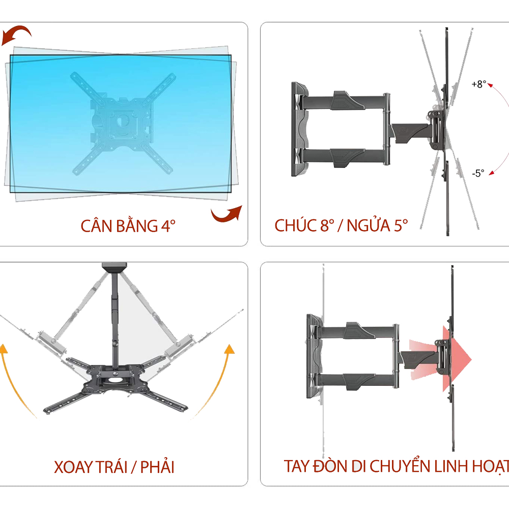 Giá treo Tivi sát tường siêu mỏng Ergotek E85 (32 – 65 Inch)