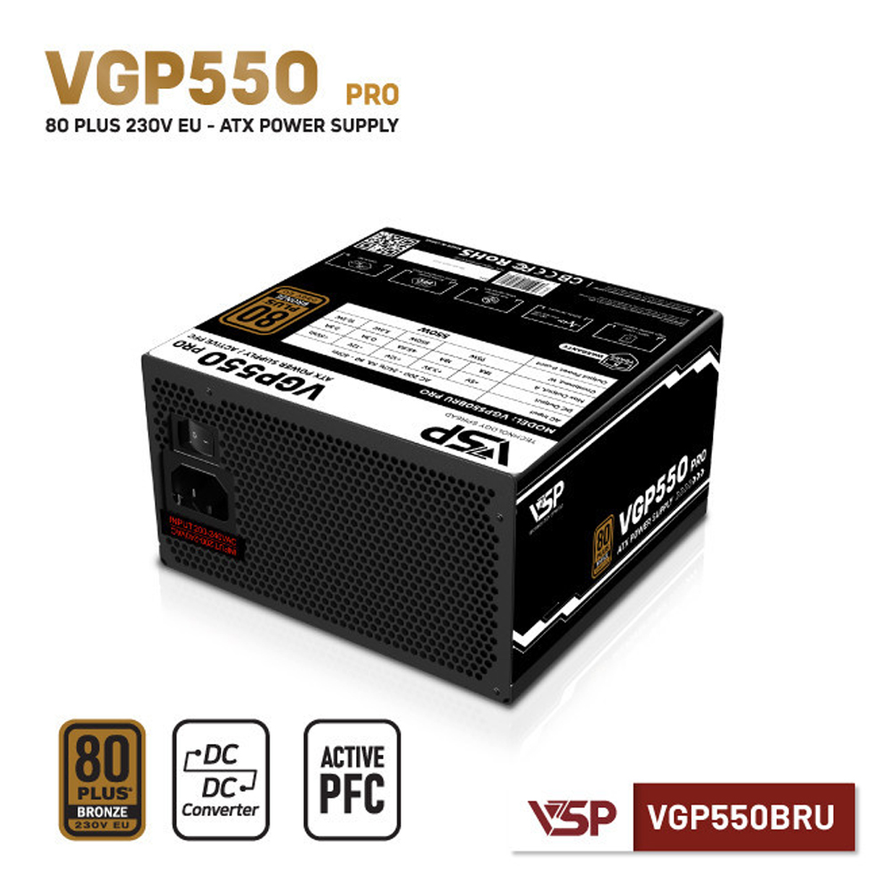 Nguồn máy tính VSP VGP550BRU 550W (80 Plus Bronze/ ATX/ Đen)
