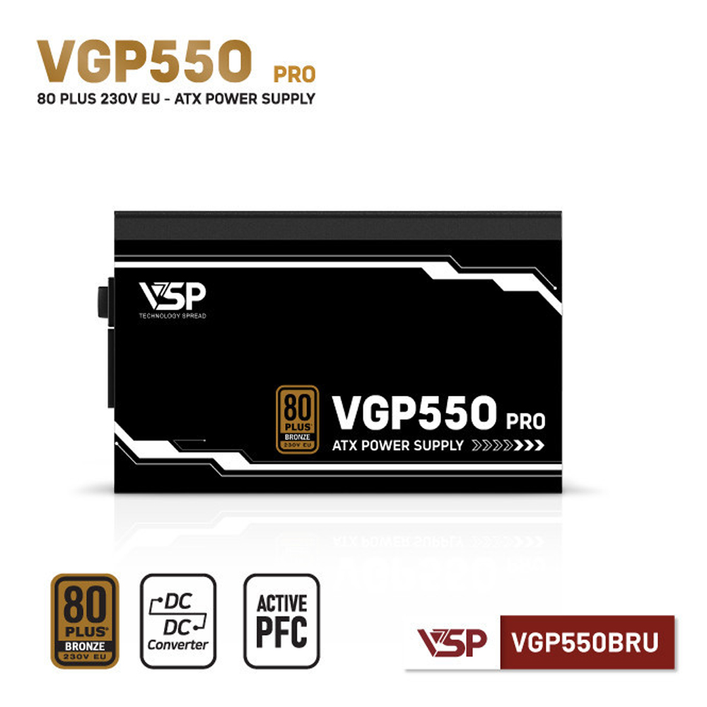 Nguồn máy tính VSP VGP550BRU 550W (80 Plus Bronze/ ATX/ Đen)