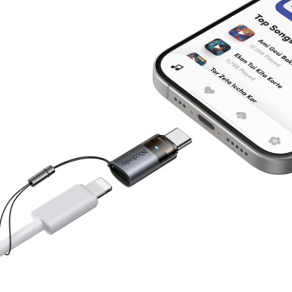 Đầu chuyển đổi sạc Lightning sang Type-C Mcdodo OT-7610 (có đèn báo và dây treo)