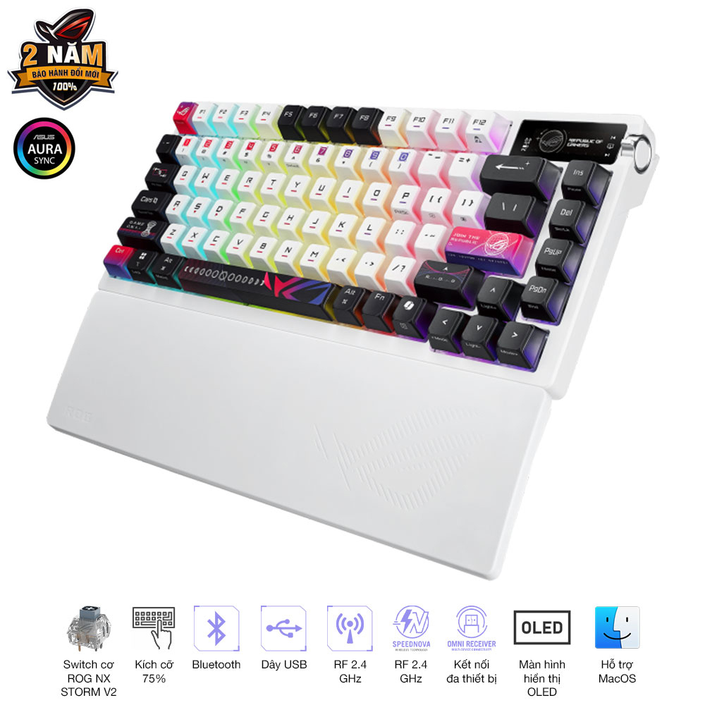 Bàn phím cơ Asus ROG Azoth X Wireless NX Snow V2 switch 