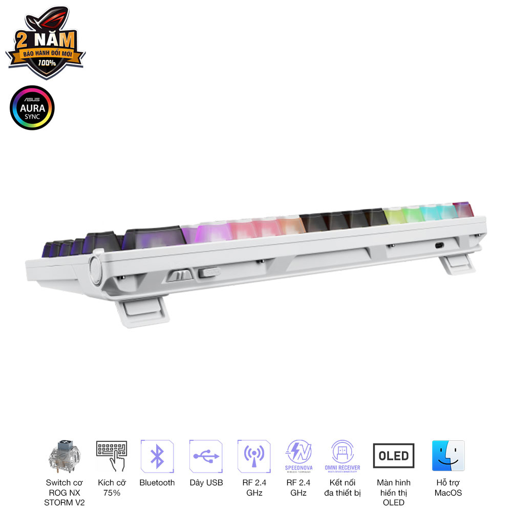 Bàn phím cơ Asus ROG Azoth X Wireless NX Snow V2 switch 