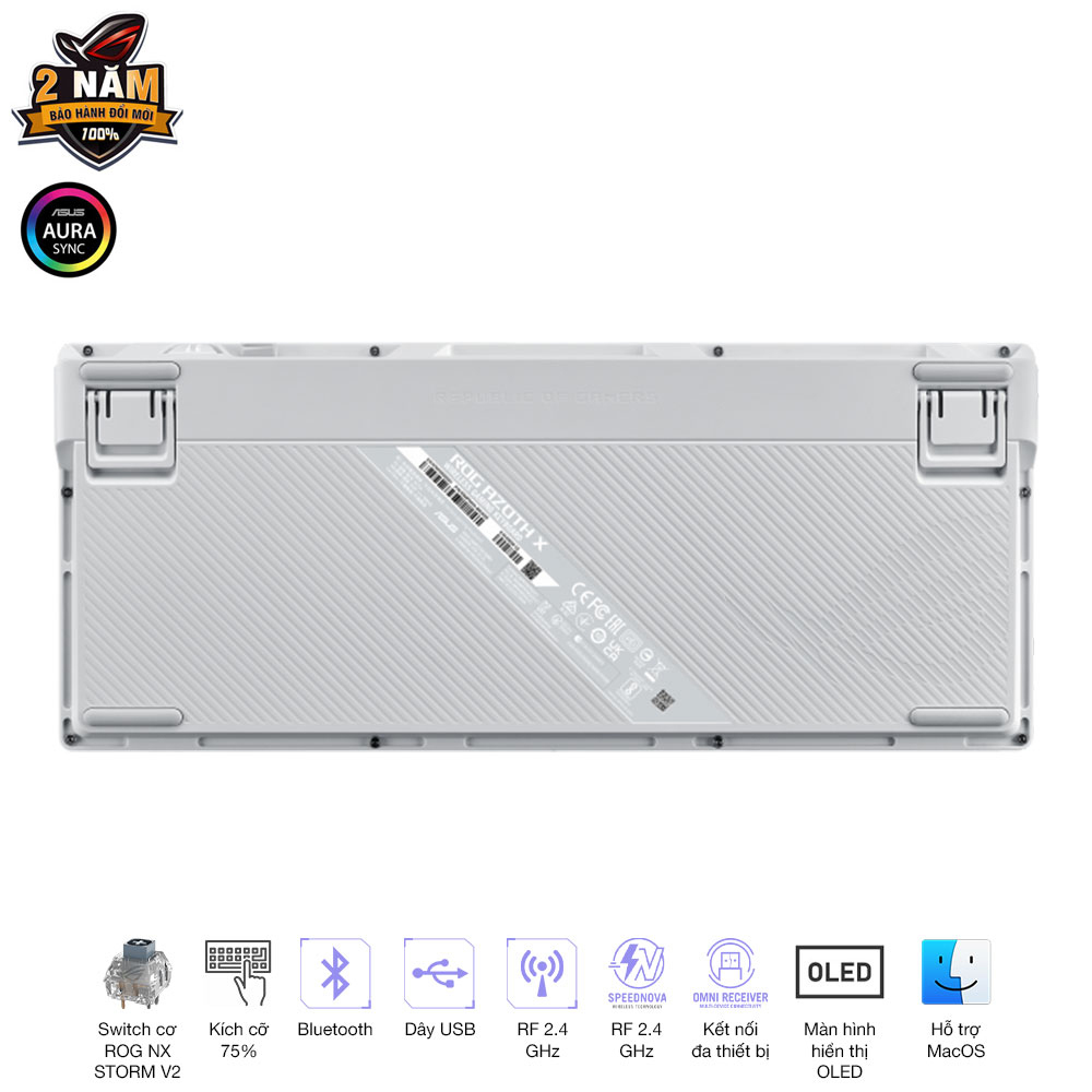 Bàn phím cơ Asus ROG Azoth X Wireless NX Snow V2 switch 