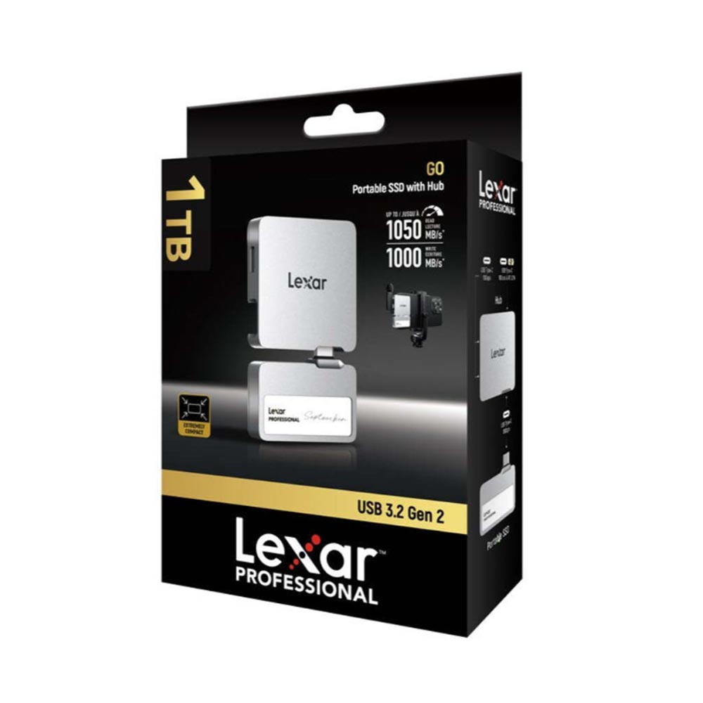 Ổ cứng di động SSD Lexar Professional Go With Hub SL400 1TB  Gen 2 LSL400S001T-RNBNG (Type-C và USB3.2/ 1050MB/s/ 1000MB/s/ Bạc)