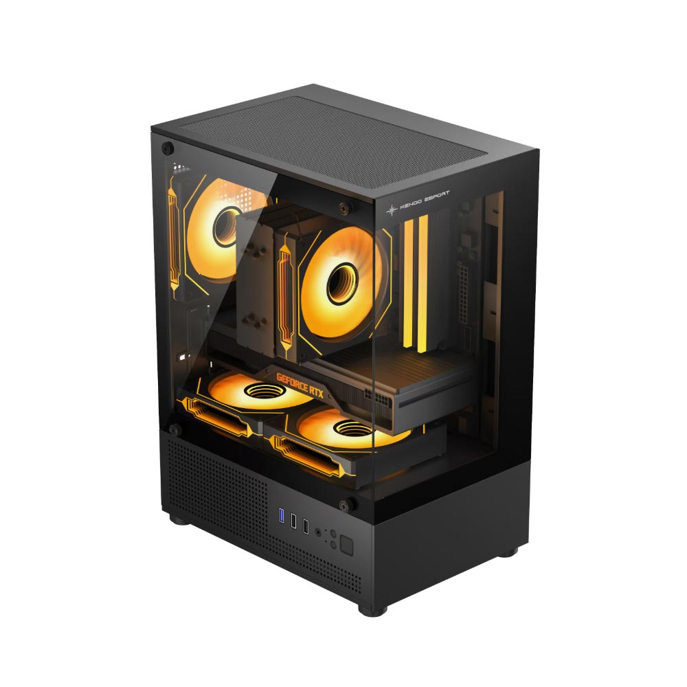 Vỏ máy tính KENOO ESPORT MK120 - Màu Đen (Mini Tower/ M-ATX/ Đen)
